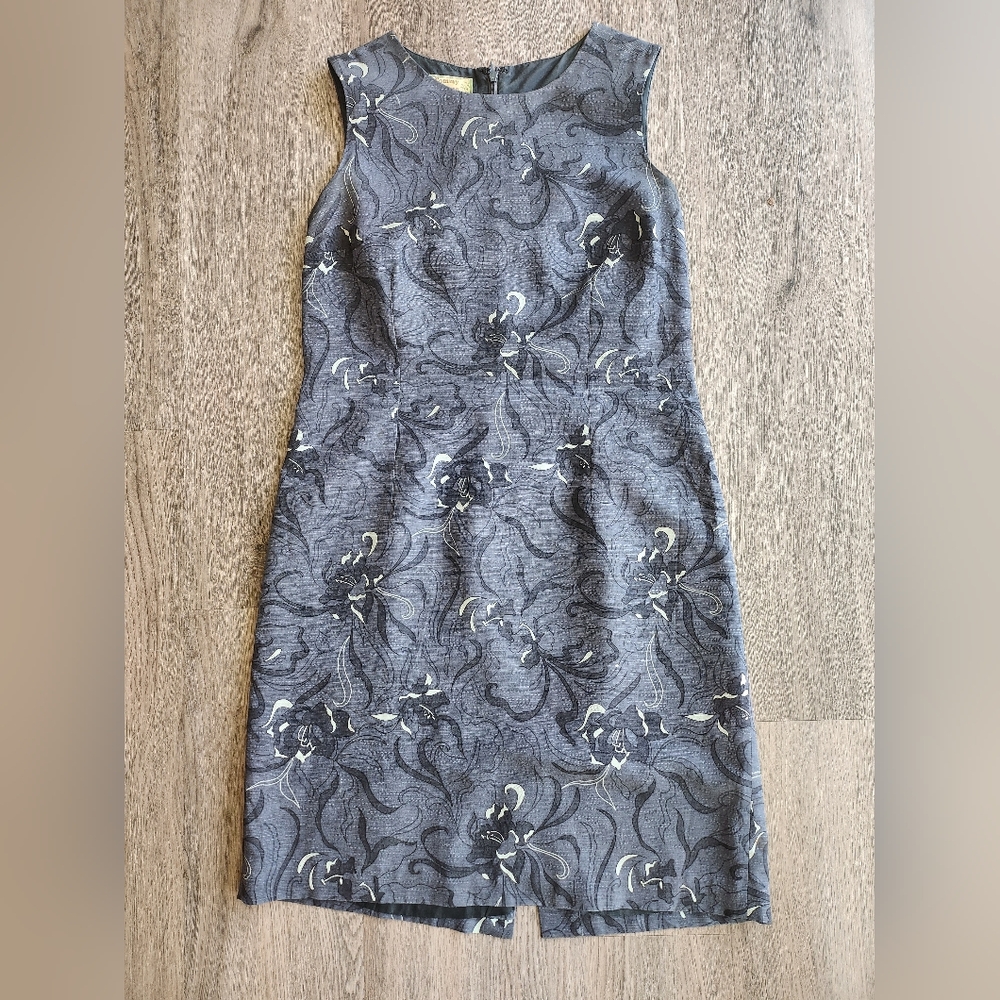 Tommy Bahama Silk Blue And Gray Floral Midi Evening Dress